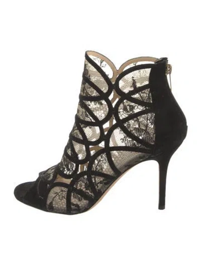 Pre-owned Jimmy Choo Lace Lace Pattern Boots In Black