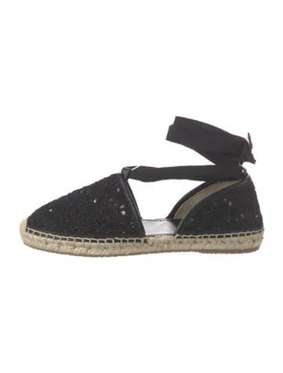 Pre-owned Jimmy Choo Lace Lace Pattern Espadrilles In Black