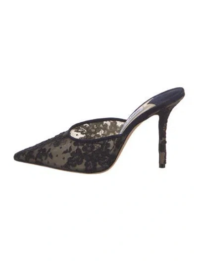 Pre-owned Jimmy Choo Lace Lace Trim Embellishment Mules
