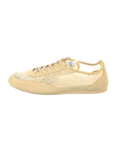 Pre-owned Jimmy Choo Lace Leather Trim Embellishment Sneakers In Neutral