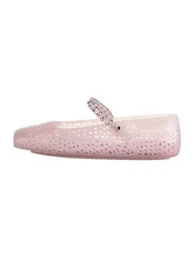 Pre-owned Jimmy Choo Lace Pattern Lasercut Accents Ballet Flats In Pink