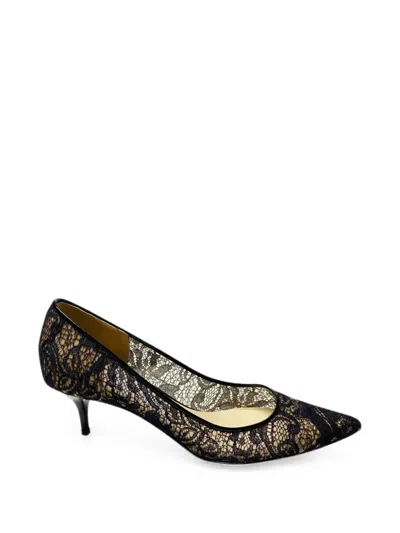 Pre-owned Jimmy Choo Lace Pointed-toe Pumps In Black