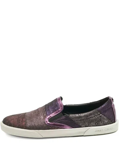 Pre-owned Jimmy Choo Lace-print Suede Sneakers In Purple