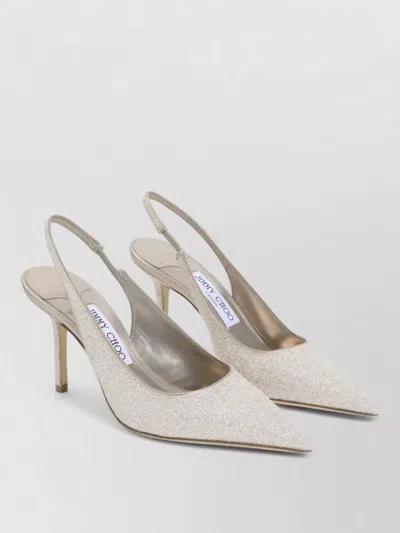 Jimmy Choo Lace Pumps Glitter Pointed Toe Slingback Stiletto In Neutral