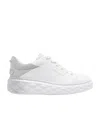 Jimmy Choo Low Top Leather Sneakers With Metallic Heel