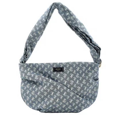 Jimmy Choo Ladies Bonny Blue Denim Shoulder Bag In Gray