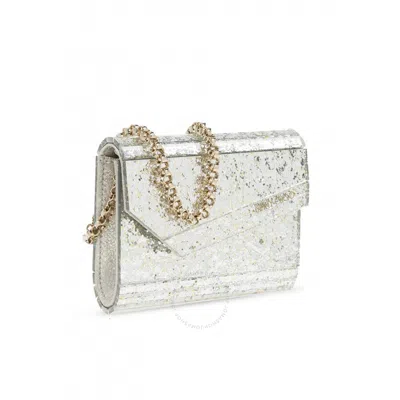 Jimmy Choo Ladies Champagne Coarse Glitter Acrylic Clutch Bag In Beige
