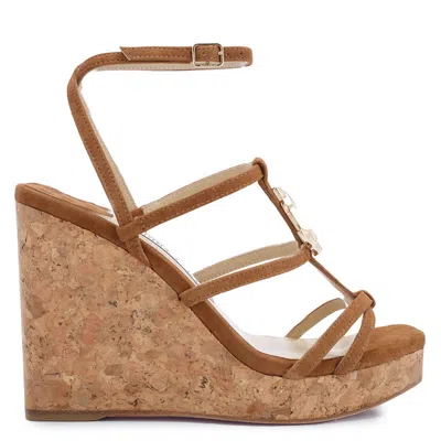 Jimmy Choo Ladies Cuoio Suede Jc Emblem 110 Wedges In Multi