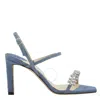 JIMMY CHOO JIMMY CHOO LADIES DENIM CRYSTAL MEIRA 85 TWO BAND SANDALS