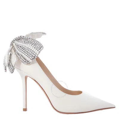 Jimmy Choo Ladies Latte Mix Love 100 Pearl And Crystal Bow Nappa Pumps In White