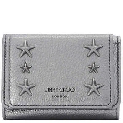 Pre-owned Jimmy Choo Ladies Nemo Leather Star Tri-fold Wallet Nemo Uur Gun Metal/dark