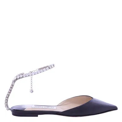 Jimmy Choo Ladies Saeda Patent Leather Crystal Flats In Animal Print