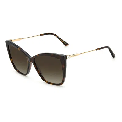 Jimmy Choo Gold Metal Sunglasses In Brown