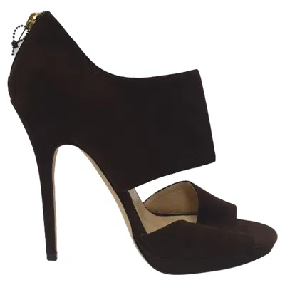 Jimmy Choo Lagoon Open Toe Sandals In Brown Suede In Animal Print