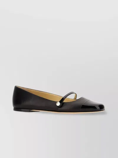 JIMMY CHOO LAMB NAPPA LEATHER ELISA BALLERINAS WITH BUCKLE STRAP