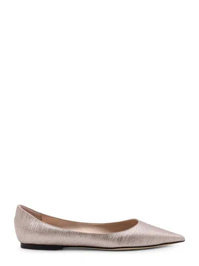 Jimmy Choo Laminated Leather Ballerinas With Rhinestones In Pink