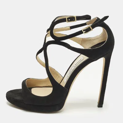 Pre-owned Jimmy Choo Lance Size 36 Black Suede Platform Sandals