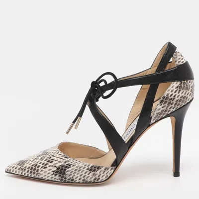 Pre-owned Jimmy Choo Lapris Size 39 Tricolor Python And Leather Pumps In Brown