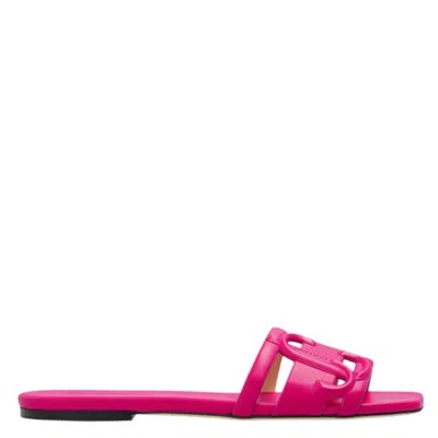 Jimmy Choo Laran Nappa Leather Slides In Pink