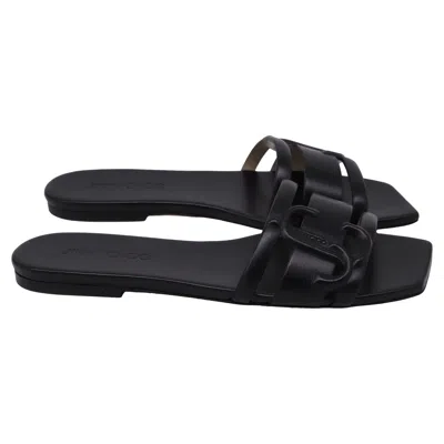 Jimmy Choo Laran Slide Sandals In Black Leather