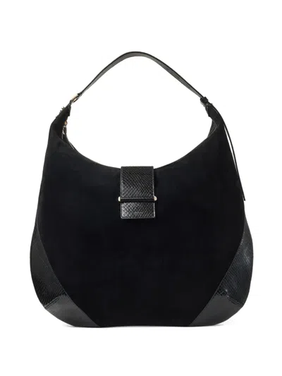 Jimmy Choo Large Bar Suede Shoulder Bag In Black