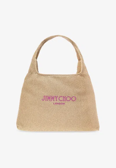 Jimmy Choo Large Beach Diamond Hobo Tote Bag