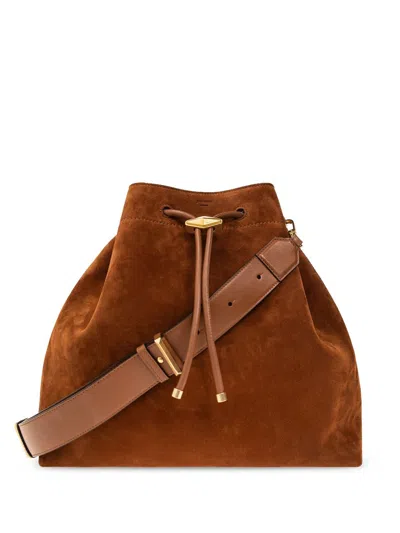 Jimmy Choo Large Cinch Suede Bucket Bag In Brown