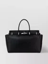 Jimmy Choo Black Leather Large Diamond Belted Shopping Bag