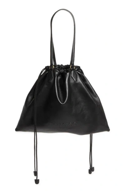 JIMMY CHOO JIMMY CHOO LARGE DRAWSTRING LEATHER TOTE