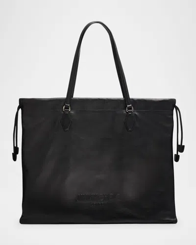 Jimmy Choo Large Drawstring Leather Tote Bag