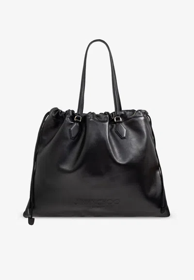Jimmy Choo Large Drawstring Tote Bag In Black