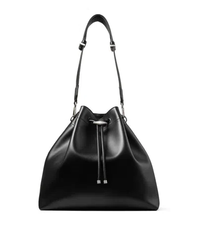 JIMMY CHOO LARGE LEATHER CINCH BUCKET BAG