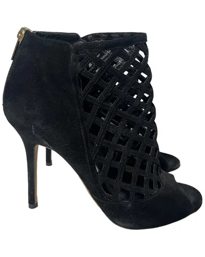 Jimmy Choo Laser Cut Peep-toe Suede Boot