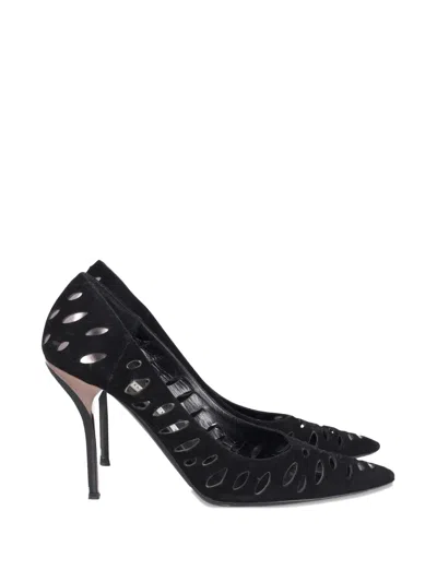 Pre-owned Jimmy Choo Lasercut Romy Pointed-toe Pumps In Black