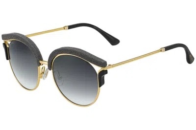 Pre-owned Jimmy Choo Lash Gold Grey Black Snake Leather Glitter Mirror Sunglasses 1r8ln In Gray