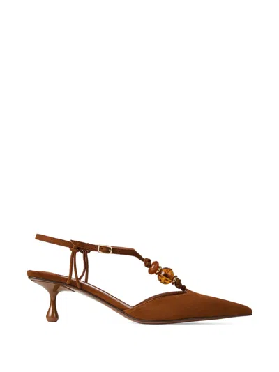 Jimmy Choo Lauri 50 Suede Slingback Pumps In Brown