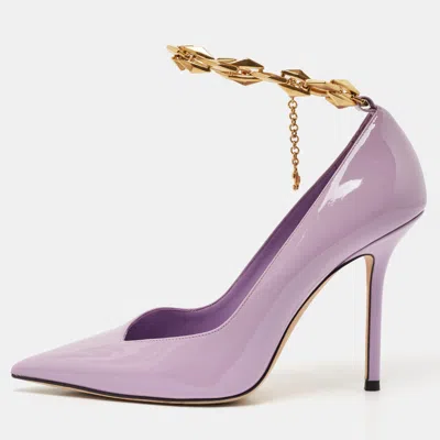 Pre-owned Jimmy Choo Lavender Patent Leather Talura Pumps Size 37 In Purple