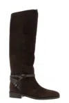 Jimmy Choo Lawton Leather-trimmed Suede Knee Boots In Brown