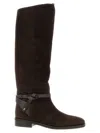 Jimmy Choo Lawton Leather-trimmed Suede Knee Boots In Brown