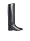 Jimmy Choo Knee-high Strap Detail Round Toe Boots In Black