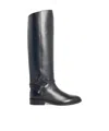 Jimmy Choo Knee-high Strap Detail Round Toe Boots In Black