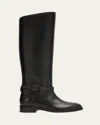 Jimmy Choo Knee-high Strap Detail Round Toe Boots In Black