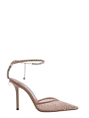 JIMMY CHOO LEATHER AND MESH SLINGBACK WITH RHINESTONES DETAIL