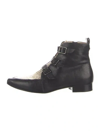 Pre-owned Jimmy Choo Leather Animal Print Boots In Black