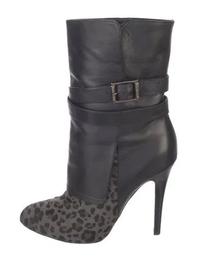Pre-owned Jimmy Choo Leather Animal Print Boots In Blue