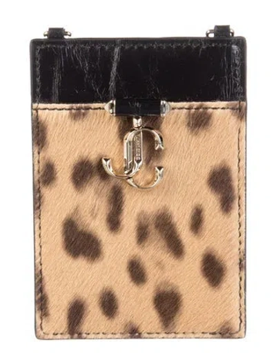 Pre-owned Jimmy Choo Leather Animal Print Card Holder In Black