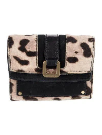 Pre-owned Jimmy Choo Leather Animal Print Compact Wallet In Neutral