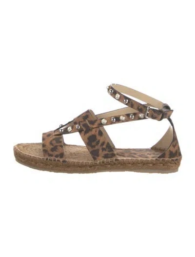 Pre-owned Jimmy Choo Leather Animal Print Espadrilles In Brown