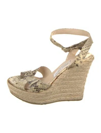 Pre-owned Jimmy Choo Leather Animal Print Espadrilles In Neutral