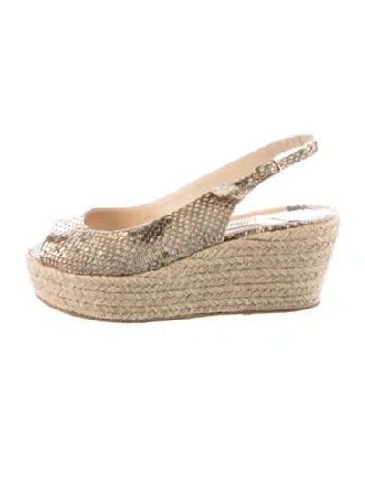 Pre-owned Jimmy Choo Leather Animal Print Espadrilles In Neutral